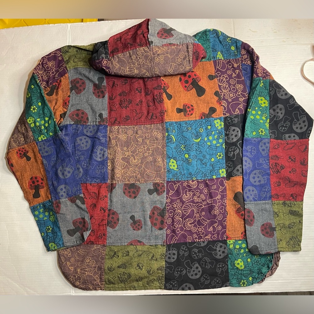 Rising International Hoodie Colorful Mushrooms Sz M Pullover‎ Hippie Bohemian - Picture 8 of 8